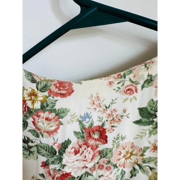 Vintage 90s Floral Pencil Dress Neutral Cottagecore Romantic Garden Party Sz 6-8 - Picture 4 of 11